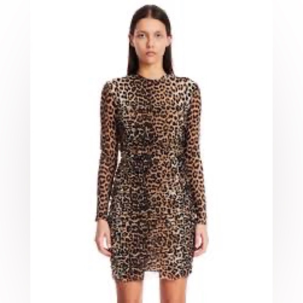 Ganni Leopard Print Dress - Black and Brown